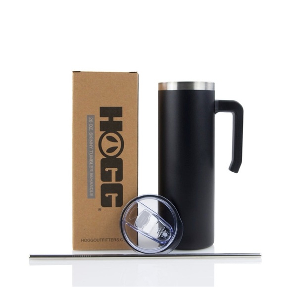 CUSTOM/PERSONALIZED SKINNY TUMBLER with Handle 20oz BLACK - Picture 1 of 12